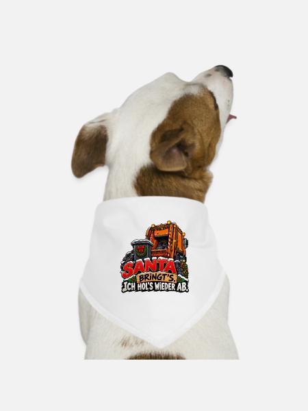 Müllmann Müllabfuhr lustiges Weihnachtsmotiv - Hunde-Bandana Dreieckstuch - Weiß