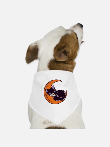 Mondschlaf Katze auf der Sichel - Hunde-Bandana Dreieckstuch - Weiß