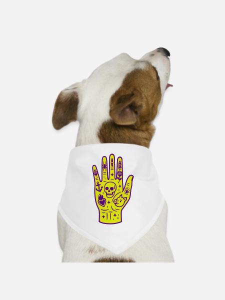 Okkult Hand Pop Art - Hunde-Bandana Dreieckstuch - Weiß