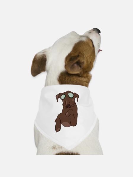 Hund mit Gurkenscheiben in den Augen - Hunde-Bandana Dreieckstuch - Weiß