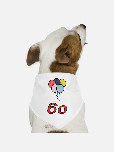 60. 60 JAHRE. 60-JÄHRIGES JUBILÄUM. 60. GEBURTSTAG. - Hunde-Bandana Dreieckstuch - Weiß