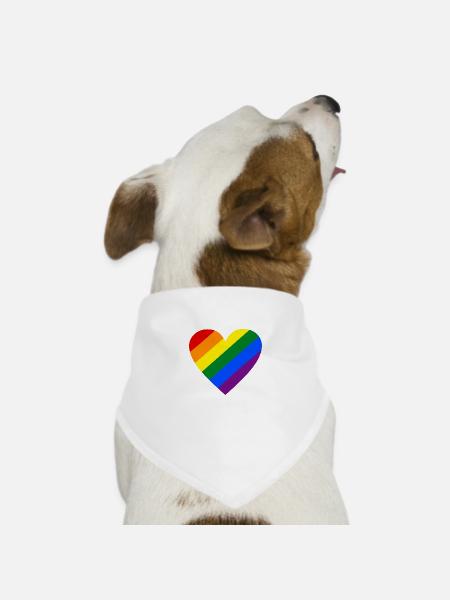 Regenbogen Herz - Hunde-Bandana Dreieckstuch - Weiß