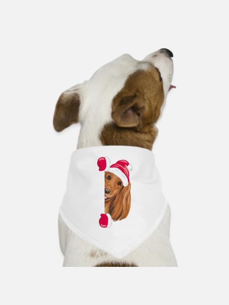 Spähender lustiger Santa Cocker Spaniel Hund - Hunde-Bandana Dreieckstuch - Weiß