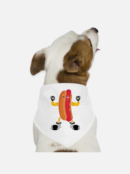 Hot Dog Bodybuilding Fitness Gym Geschenk - Hunde-Bandana Dreieckstuch - Weiß