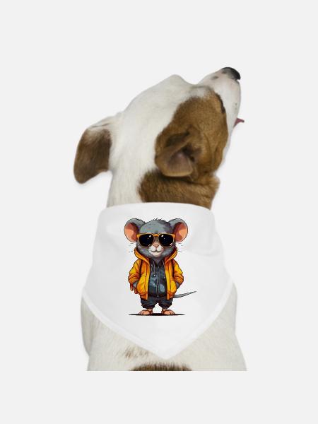 Urbanes Nagetier: Straßentaugliche Maus-Vibes - Hunde-Bandana Dreieckstuch - Weiß