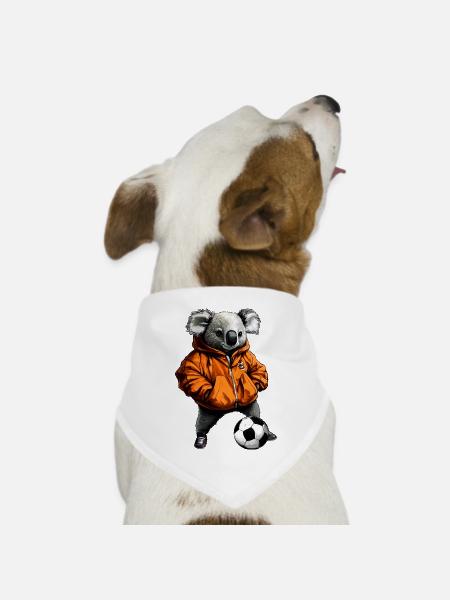 Fussball Koalas / Fussballer Koalabär - Hunde-Bandana Dreieckstuch - Weiß