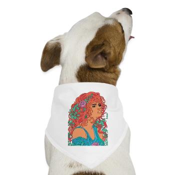 Red Nymph Psychedelic Pop Blumenporträt - Hunde-Bandana Dreieckstuch - Weiß - Vorne