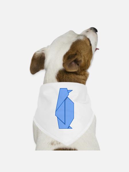 Origami Penguin – Blue Chill - Hunde-Bandana Dreieckstuch - Weiß
