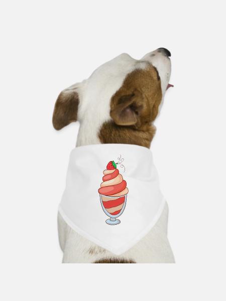 Eis Speiseeis Eiskrem Eiscreme Kugeleis Eisbecher - Hunde-Bandana Dreieckstuch - Weiß