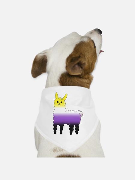 Lama Nicht-binär - Hunde-Bandana Dreieckstuch - Weiß