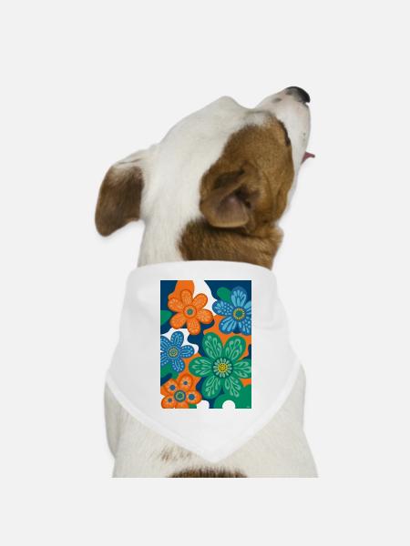 Vintage-Blumen - Hunde-Bandana Dreieckstuch - Weiß