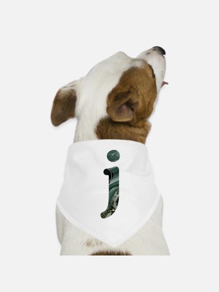 Grün marmorierter Buchstabe j - Hunde-Bandana Dreieckstuch - Weiß