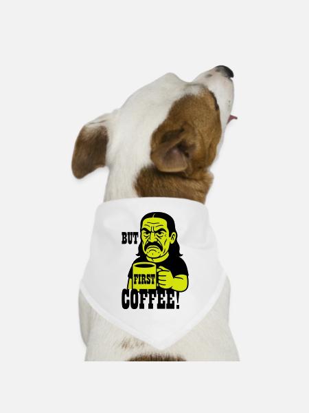 First Coffee Man - Hunde-Bandana Dreieckstuch - Weiß