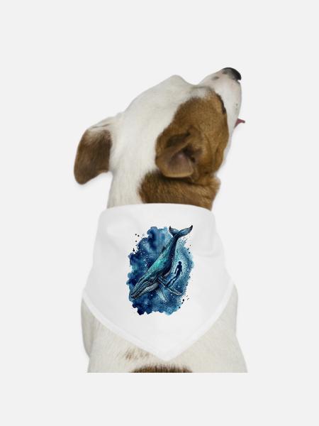 Deep Blue Odyssey Humpback Whale - Hunde-Bandana Dreieckstuch - Weiß