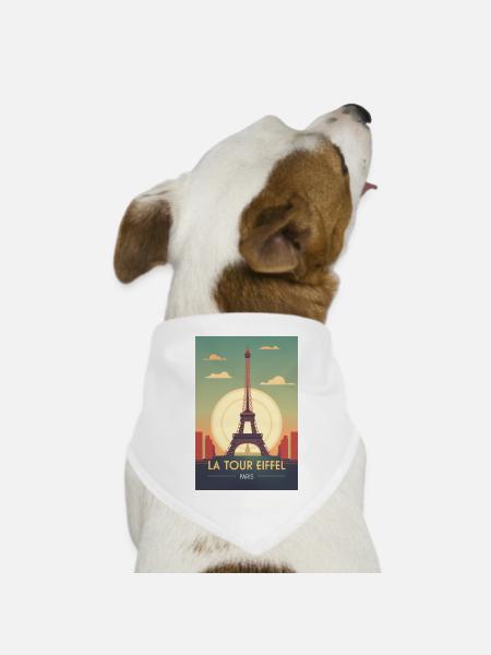 Eiffelturm - Hunde-Bandana Dreieckstuch - Weiß