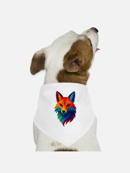WPAP Stil Tiere - Kitsune Fuchsgeist - Hunde-Bandana Dreieckstuch - Weiß