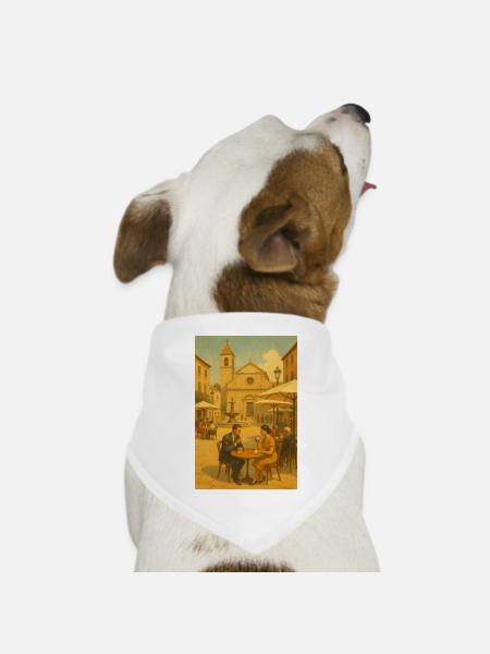 Kaffeezauber auf Plätzen - Hunde-Bandana Dreieckstuch - Weiß