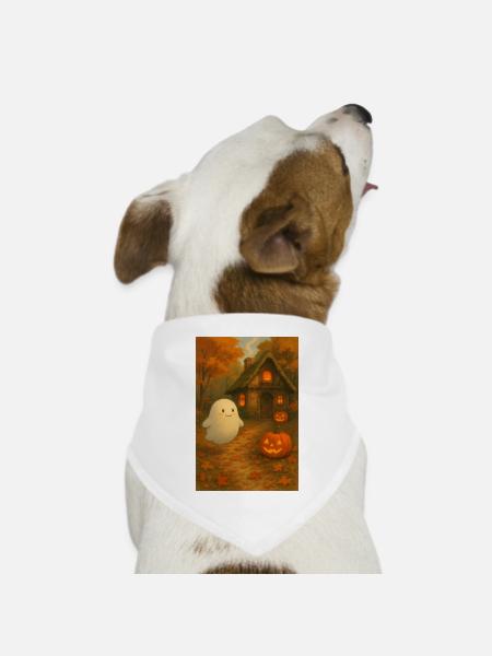 Geist im Herbst Wald - Hunde-Bandana Dreieckstuch - Weiß