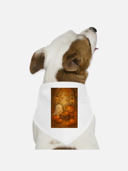 Picknick Halloween Geist süß - Hunde-Bandana Dreieckstuch - Weiß
