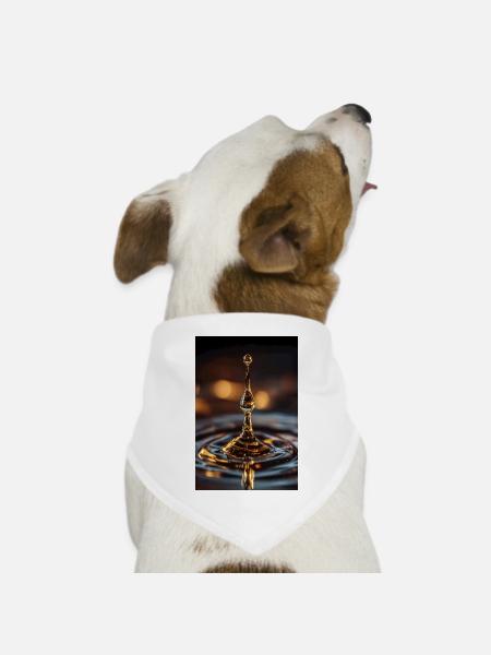 Goldener Wassertropfen-Spritzer - Hunde-Bandana Dreieckstuch - Weiß