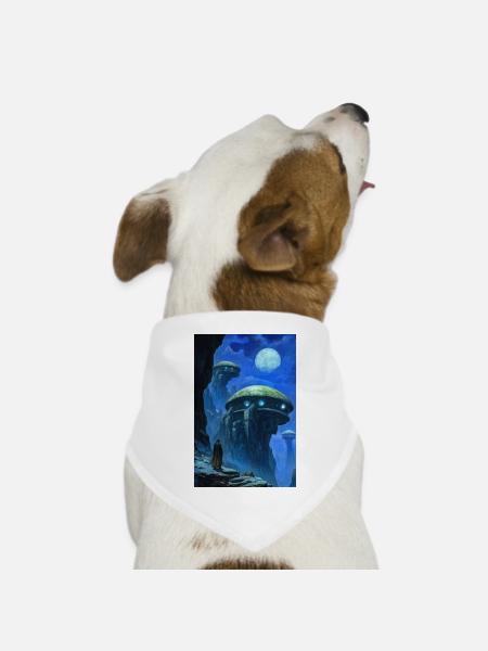 Science-Fiction-Landschaft - Hunde-Bandana Dreieckstuch - Weiß