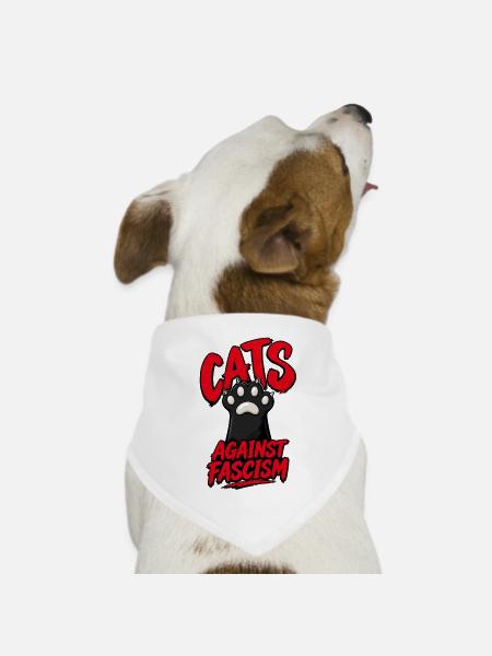 Cats Against Fascism - Hunde-Bandana Dreieckstuch - Weiß