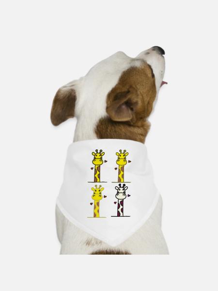 Verspielte Giraffen mit Herzmotiven - Hunde-Bandana Dreieckstuch - Weiß