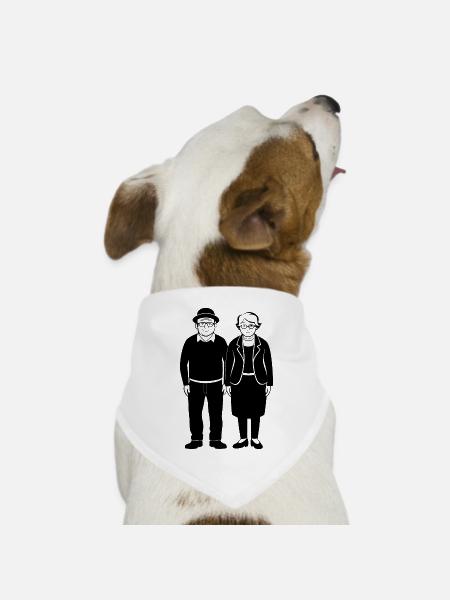 Älteres Ehepaar - Hunde-Bandana Dreieckstuch - Weiß