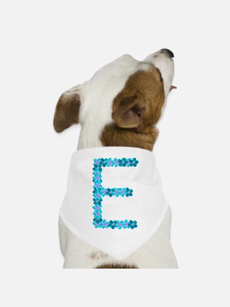 E aus blauen Blüten - Hunde-Bandana Dreieckstuch - Weiß