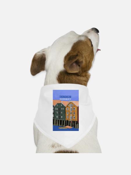 Trondheim Norwegen - Hunde-Bandana Dreieckstuch - Weiß