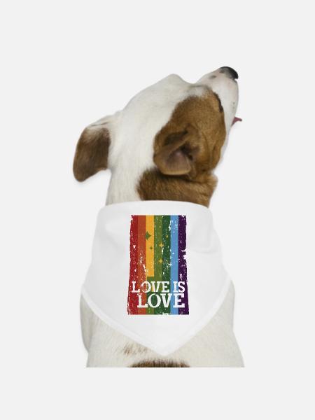 Distressed Pride Flag, Love is Love - Hunde-Bandana Dreieckstuch - Weiß
