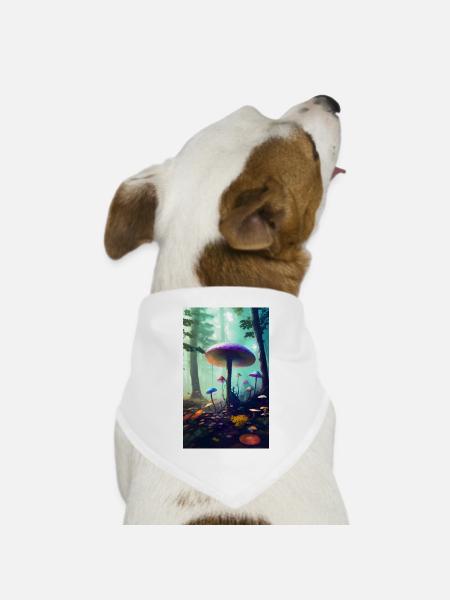Magic Mushroom Forest 02 - Hunde-Bandana Dreieckstuch - Weiß