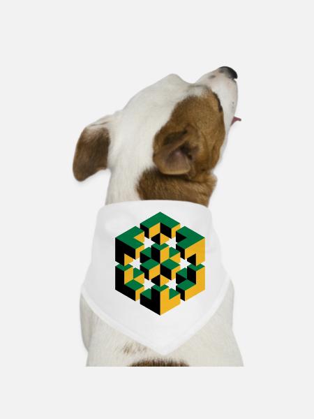 unmögliche Figur Escher Würfel Geometrie Phantasie - Hunde-Bandana - Weiß - Vorne