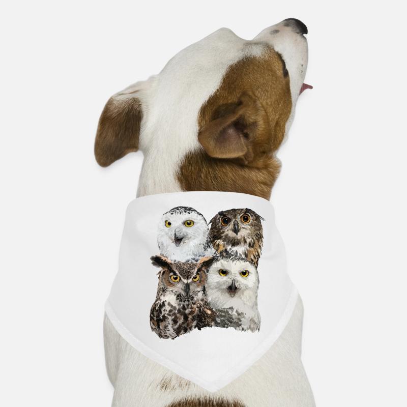 Eulen - Hunde-Bandana - Weiß