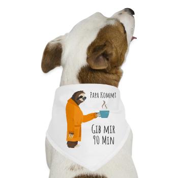 Müder Papa Faultier Kaffee Humor Shirt - Hunde-Bandana - Weiß - Vorne