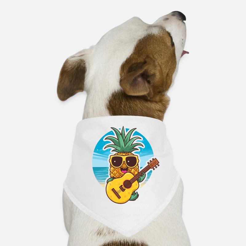 Ukulele Pineapple - Hunde-Bandana - Weiß