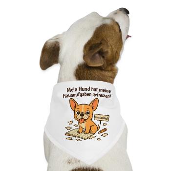 Hund hat Hausaufgaben gefressen – Fawn Chihuahua - Hunde-Bandana - Weiß - Vorne
