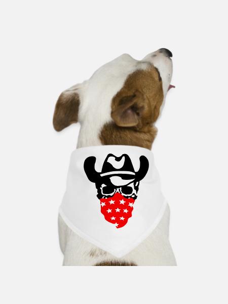 Cowboy Skull - Dog Bandana - white - Front