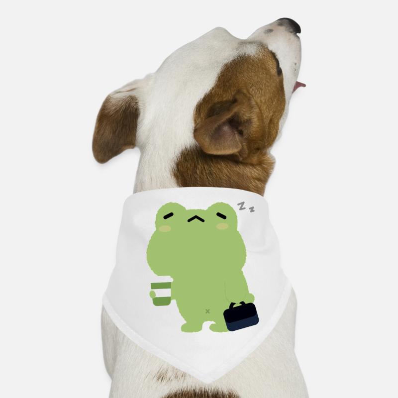 Grenouille fatiguée avec café et mallette Bandana pour chien