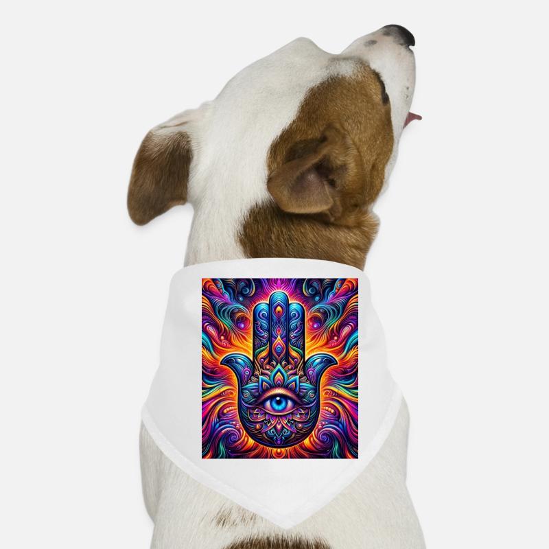 Psychedelic Hamsa Eye Hand Mandala Dog Bandana