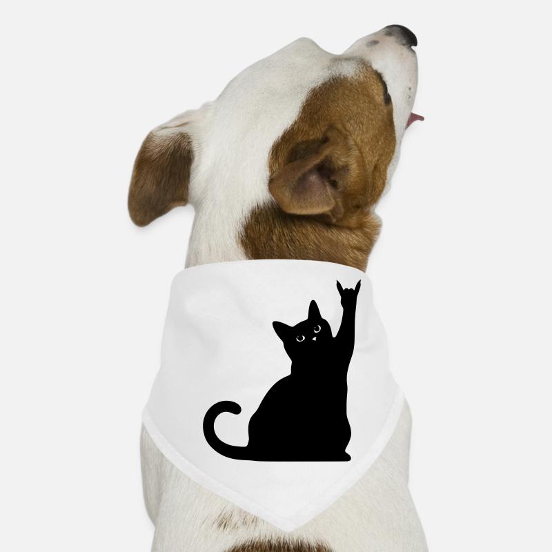 Schwarze Katze – Devil Horns Silhouette Hunde-Bandana