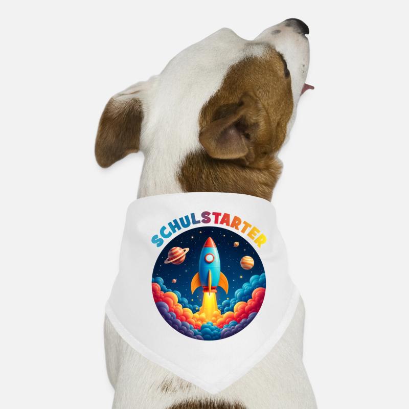 Fusée Bulle Drôle avec Planètes - Introduction à l’école Bandana pour chien