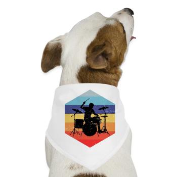 Geschenkidee für den Drummer mit Schlagzeugspielen - Hunde-Bandana - Weiß - Vorne