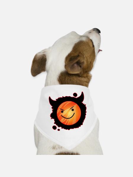 niedlicher Teufel in Flammen und glühendem Gesicht - Hunde-Bandana - Weiß - Vorne
