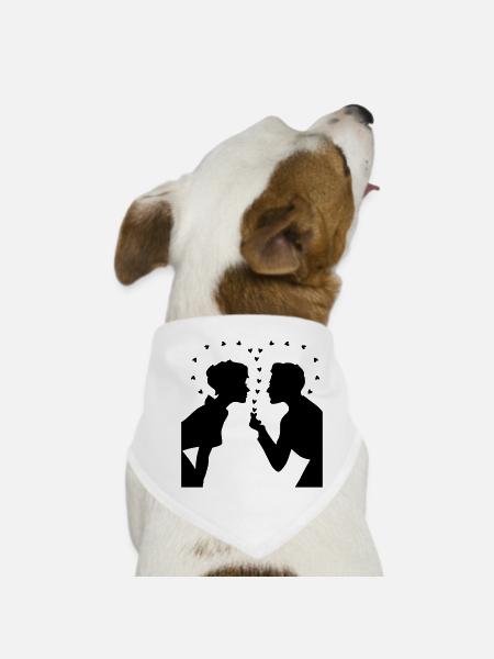 Love Silhouette – Valentine’s Day Couple Design - Hunde-Bandana - Weiß - Vorne