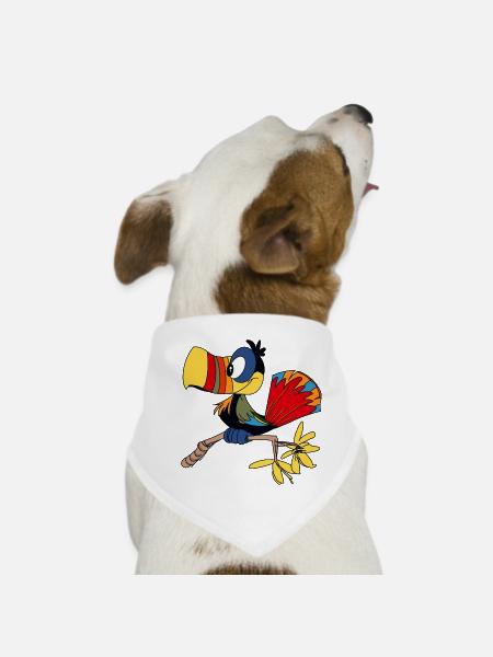 Papagei - Hunde-Bandana - Weiß - Vorne
