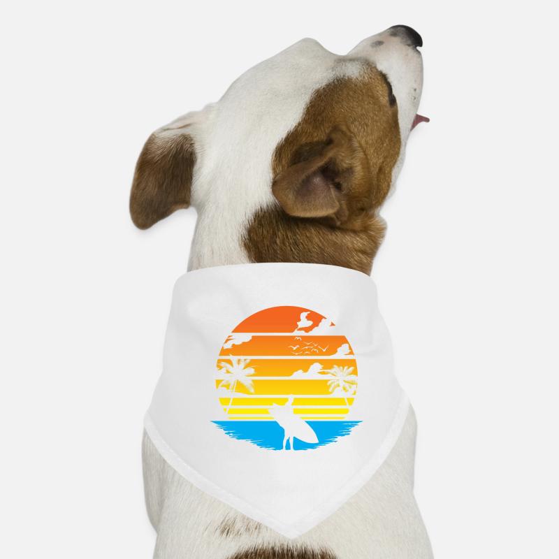 Surfer Sunset and Palm Trees Dog Bandana