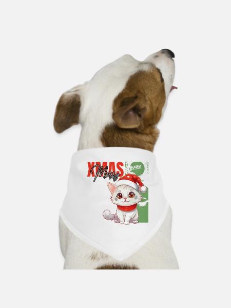 Katze Weihnachten Merry Meowy Catmas Ugly Süß - Hunde-Bandana - Weiß