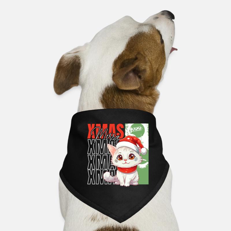 Chat Noël Joyeux Miaou Catmas Laide Mignon Bandana pour chien