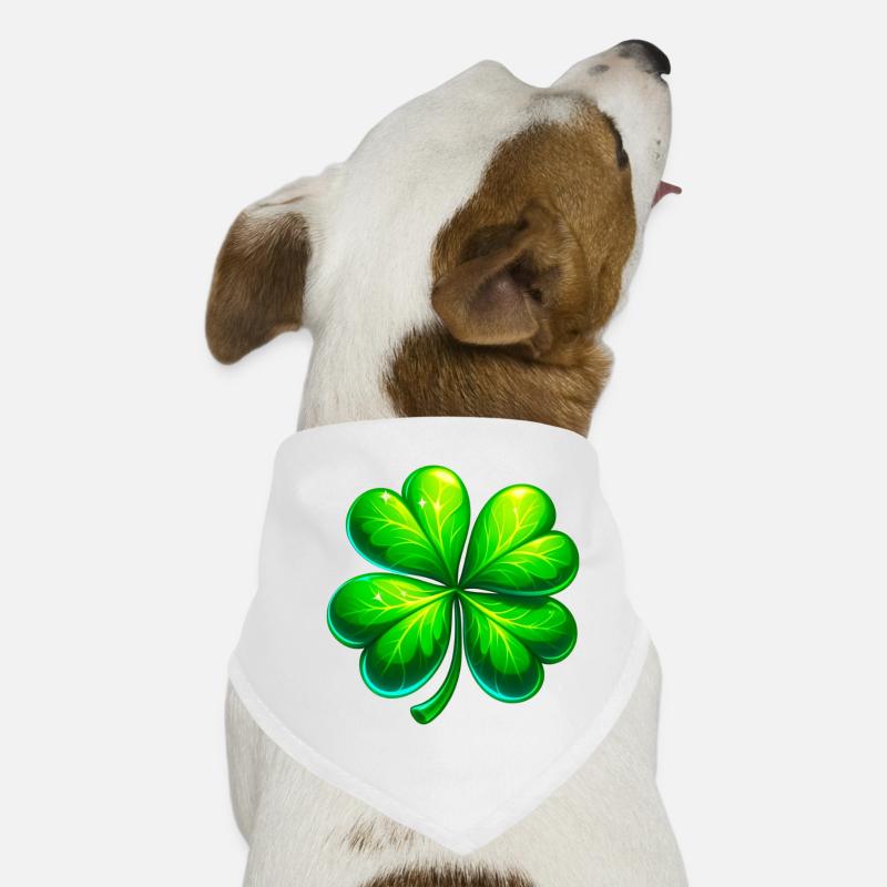 Vierblättriges Kleeblatt - Hunde-Bandana - Weiß